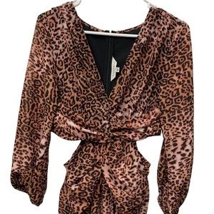 Anthropologie Ranna Gill Leopard Print Cut Out Dress